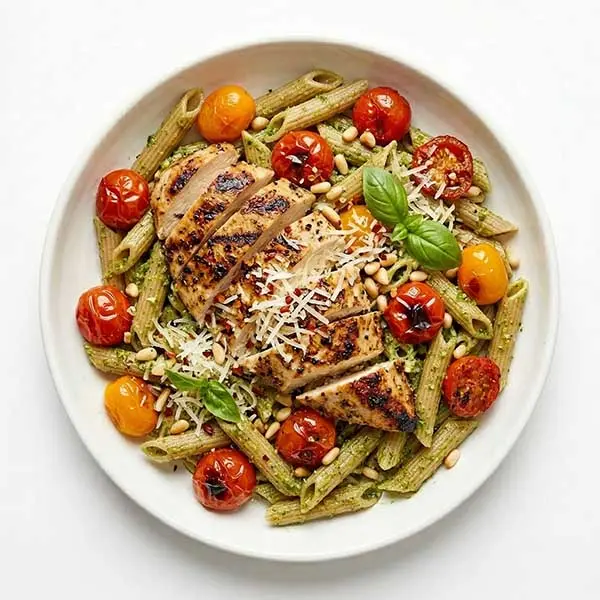 Chicken Pesto Grilled Chicken with Cherry Tomatoes & Whole Wheat Penne